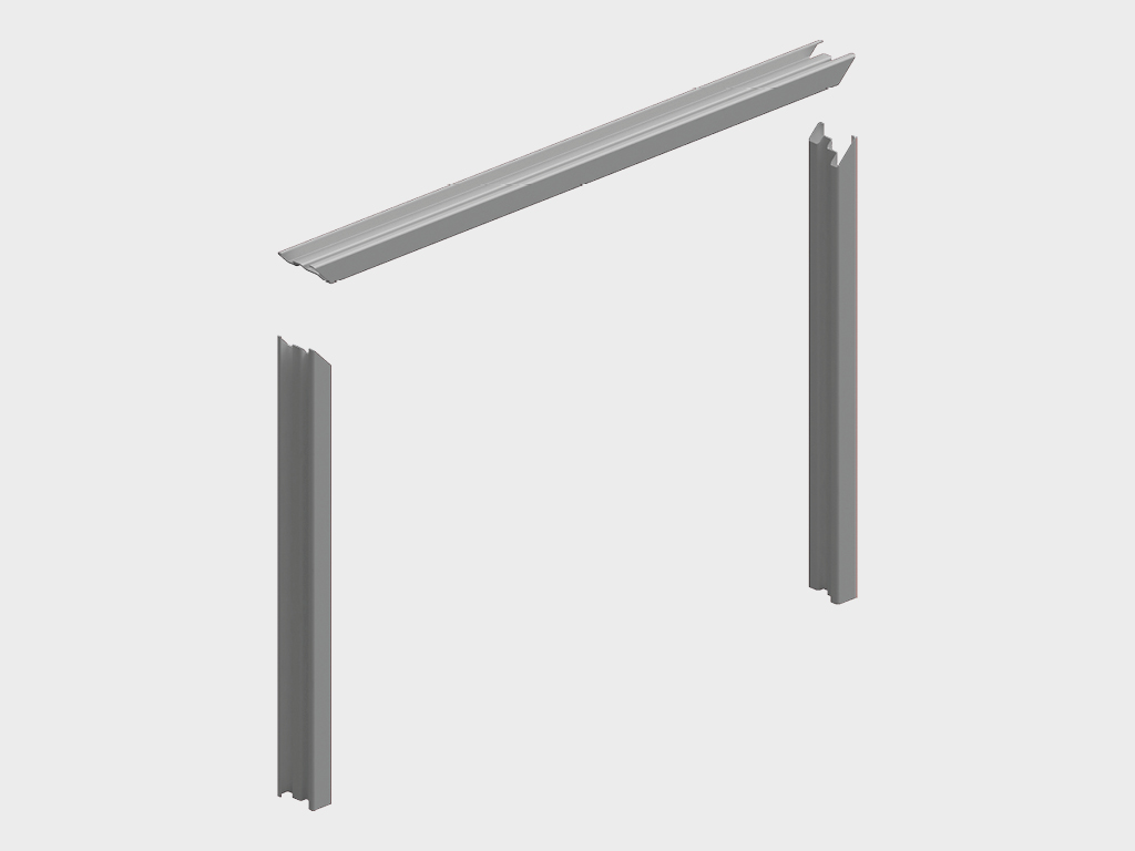 Po'lat ramka ajratilgan holda yetkazib beriladi (ikki vertikal profil, bir gorizontal).